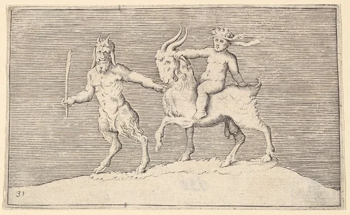 Satyr Leading Goat on which a Infant Rides, from "Ex Antiquis Cameorum et Gemmae Delineata"