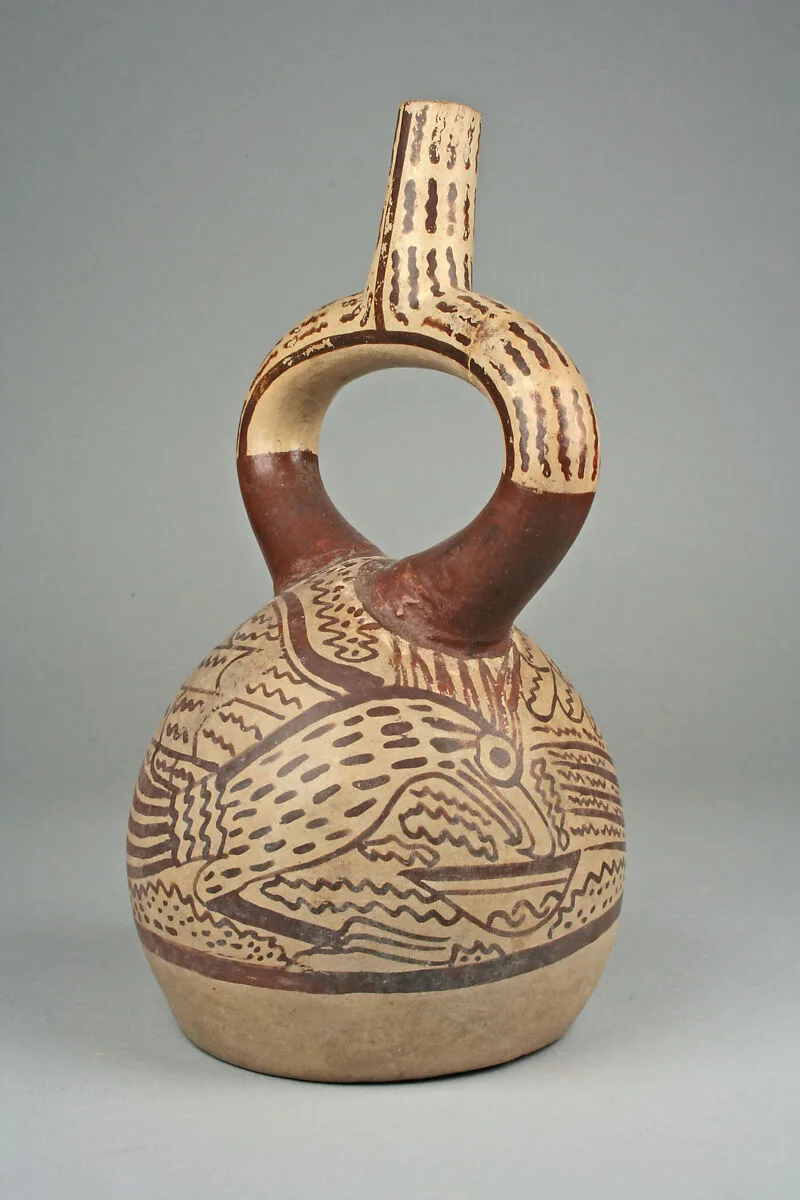 Stirrup spout bottle with hawk — Unknown