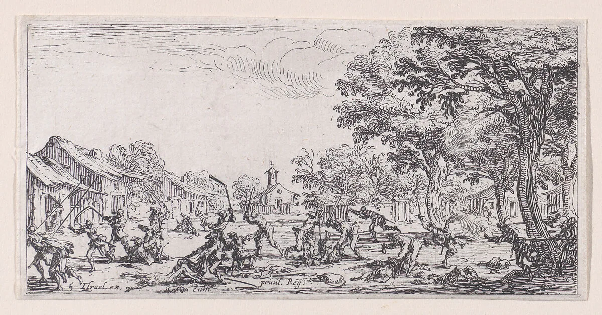 Le Revanche des Paysans (The Revenge of the Peasants), from Les Petites Misères de la Guerre (The Little Miseries of War), plate 5 — Jacques Callot|Israël Henriet