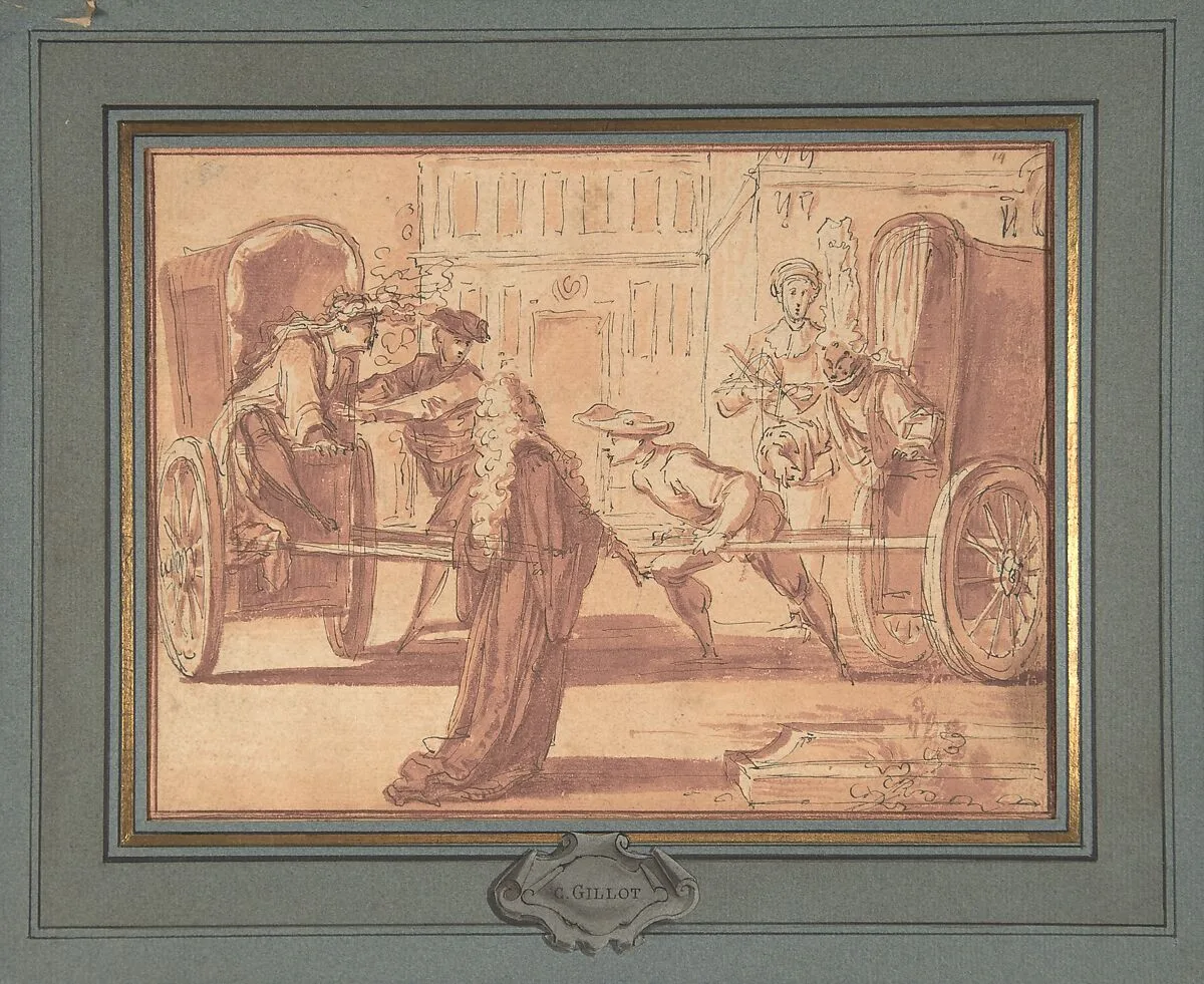 La scène des deux carrosses — Claude Gillot