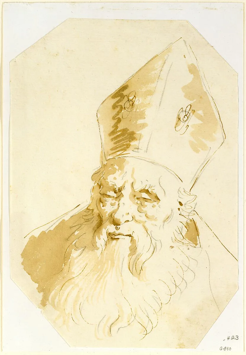 Head of a Bishop — Giovanni Battista Tiepolo