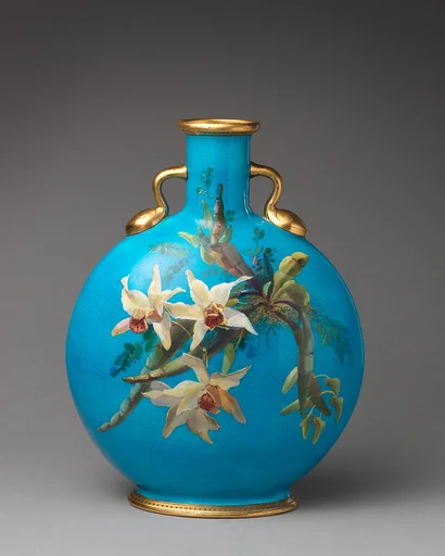 Moon flask with orchids