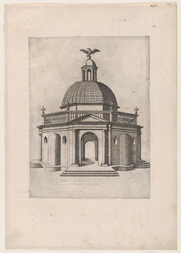 Speculum Romanae Magnificentiae: Octagonal Temple with a dome, surmounted by a domed turret, crowned with an eagle