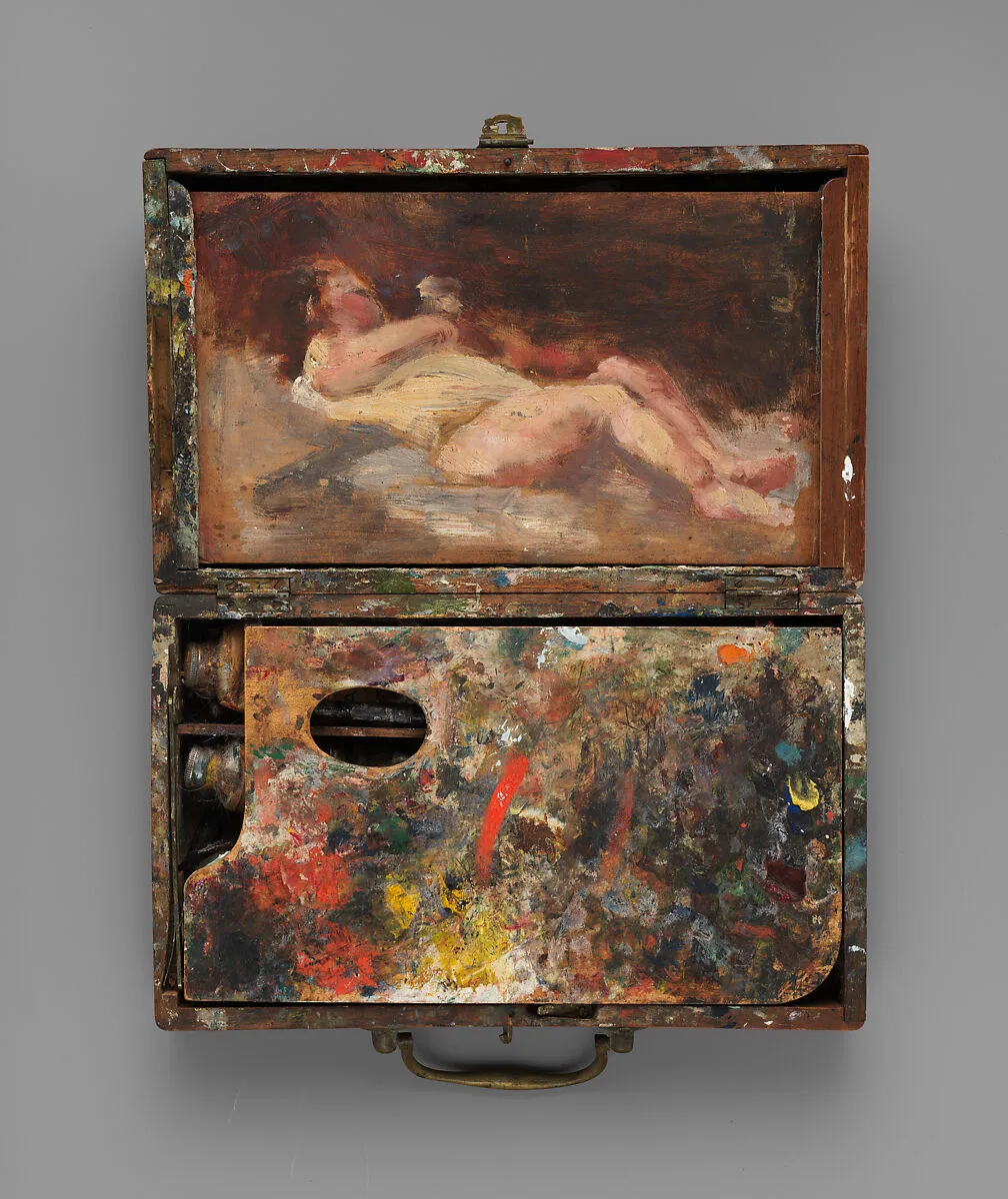 Paint box with nude study — Helena de Kay