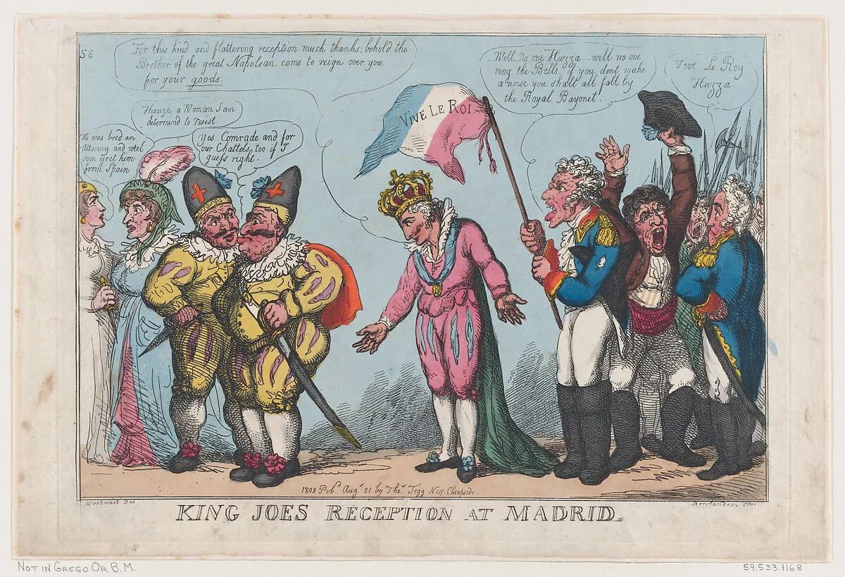 King Joe's Reception at Madrid — Joseph Bonaparte|George Murgatroyd Woodward|Thomas Rowlandson|Thomas Tegg