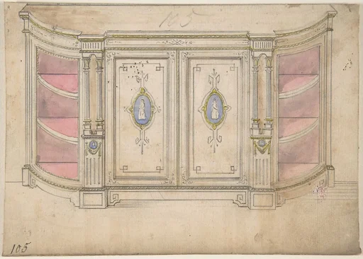 Cabinet Design with Doors Adorned with Porcelain Plaques