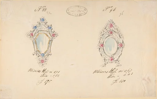 One of Twenty-Three Sheets of Drawings of Glassware (Mirrors, Chandeliers, Goblets, etc.)