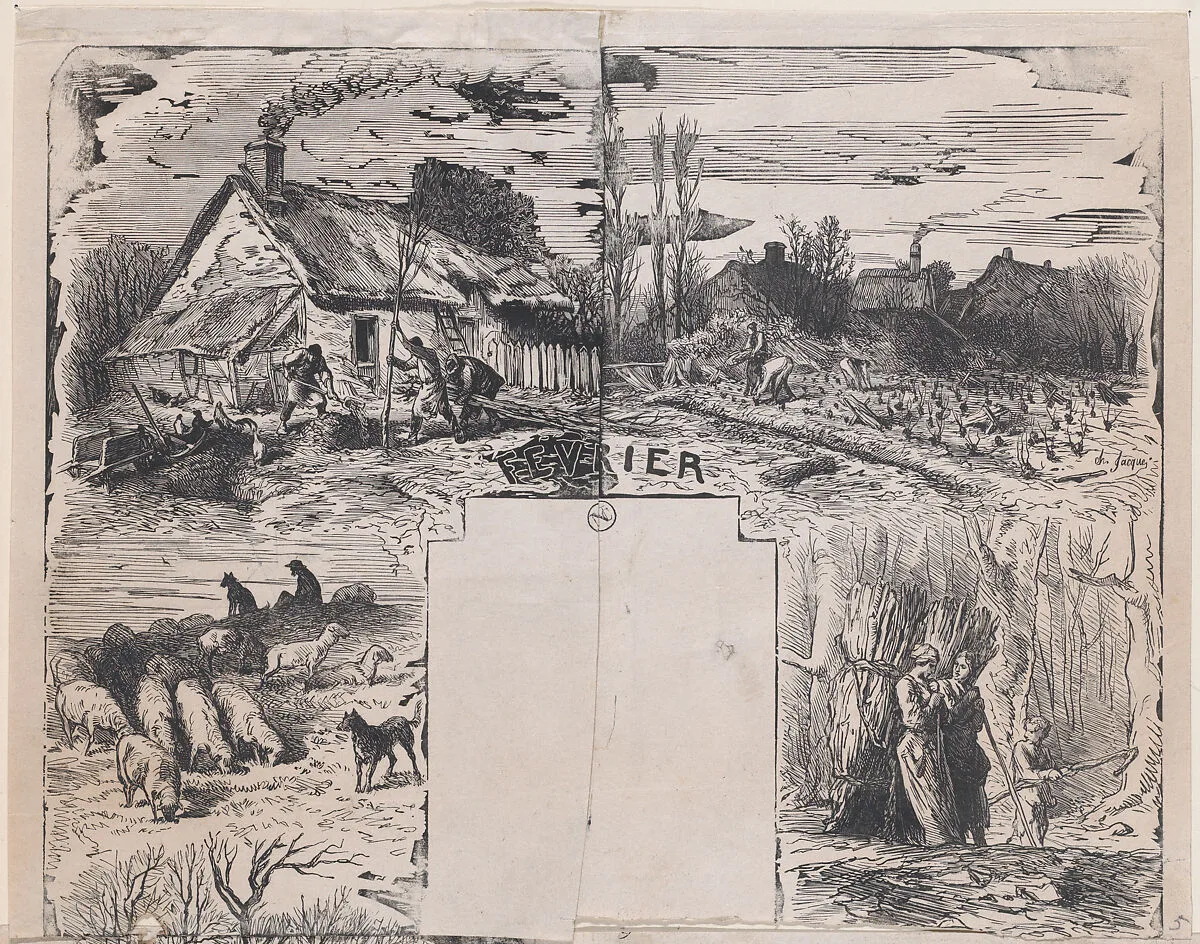 February from Album of Rustic Subjects — Charles Jacque