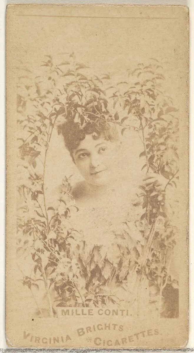 Mlle. Conti, from the Actors and Actresses series (N45, Type 1) for Virginia Brights Cigarettes — Allen & Ginter