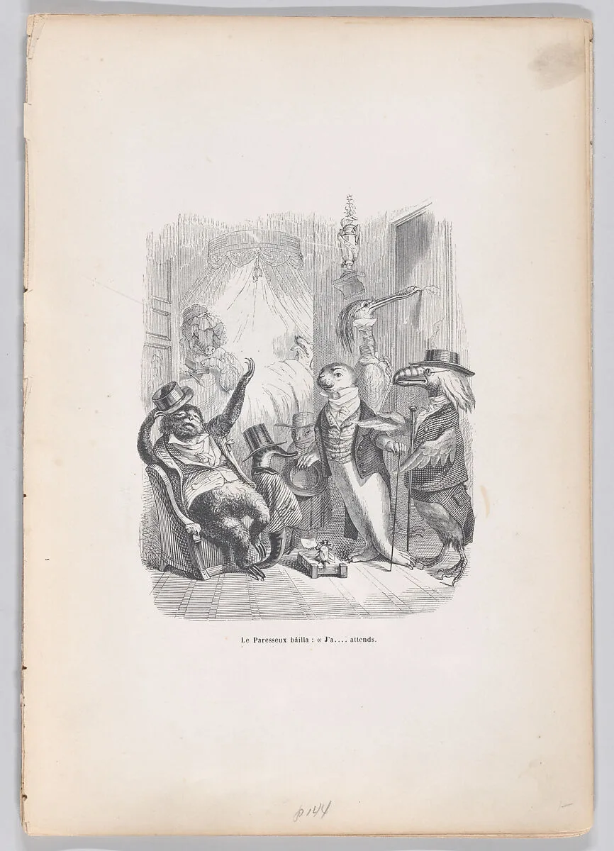 "The Sloth yawned: 'I had...waited'" from Scenes from the Private and Public Life of Animals — Honoré de Balzac|J. J. Grandville