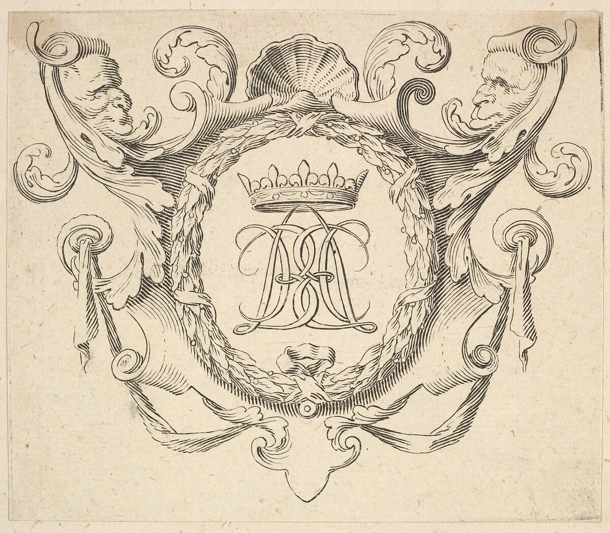 Monogram Crowned — Claude Mellan
