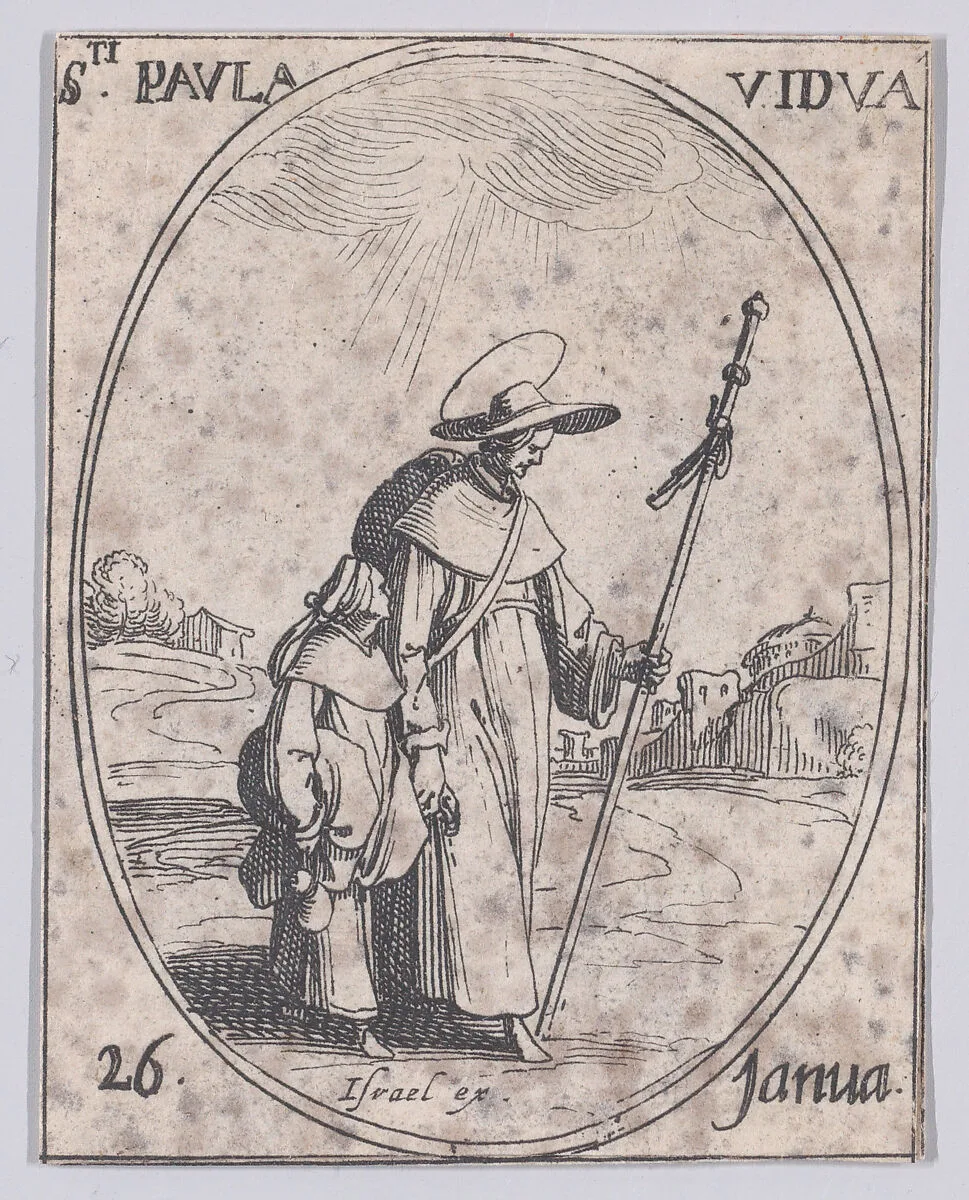 Ste. Paule, veuve (St. Paula, Widow), January 26th, from "Les Images De Tous Les Saincts et Saintes de L'Année" (Images of All of the Saints and Feast Days of the Year) — Jacques Callot|Israël Henriet