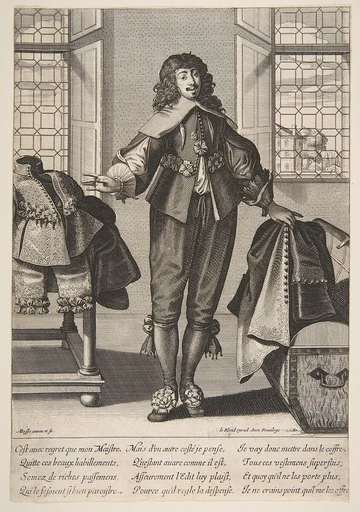 A Valet Putting Away the Luxious Clothes of His Master