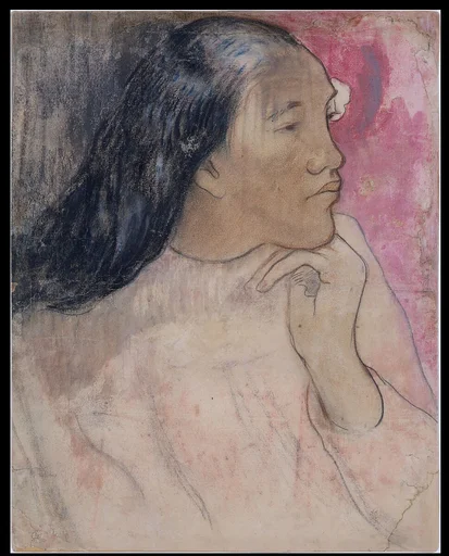 A Tahitian Woman with a Flower in Her Hair