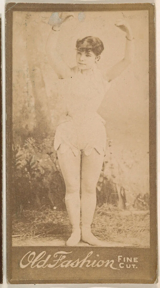 Actress holding arms above head, from the Actresses series (N664) promoting Old Fashion Fine Cut Tobacco — Unknown