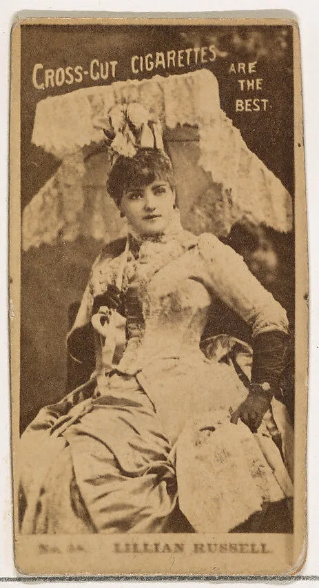 Lillian Russell, from the Actors and Actresses series (N145-2) issued by Duke Sons & Co. to promote Cross Cut Cigarettes — W. Duke, Sons & Co.