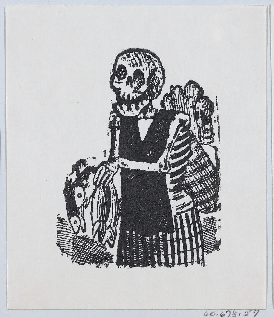 A skeleton selling fish from a broadside entitled 'Una Calavera Chusca' — José Guadalupe Posada|José Sanchez