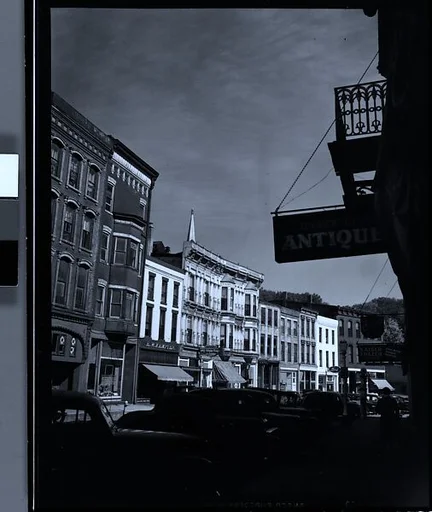 [Main Street with Antiques Sign in Foreground, Galena, Illinois]