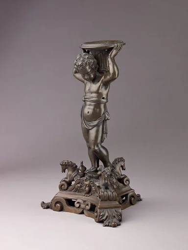 Candlestick in the form of a Putto (see also 1975.1.1374, .1375, .1377)