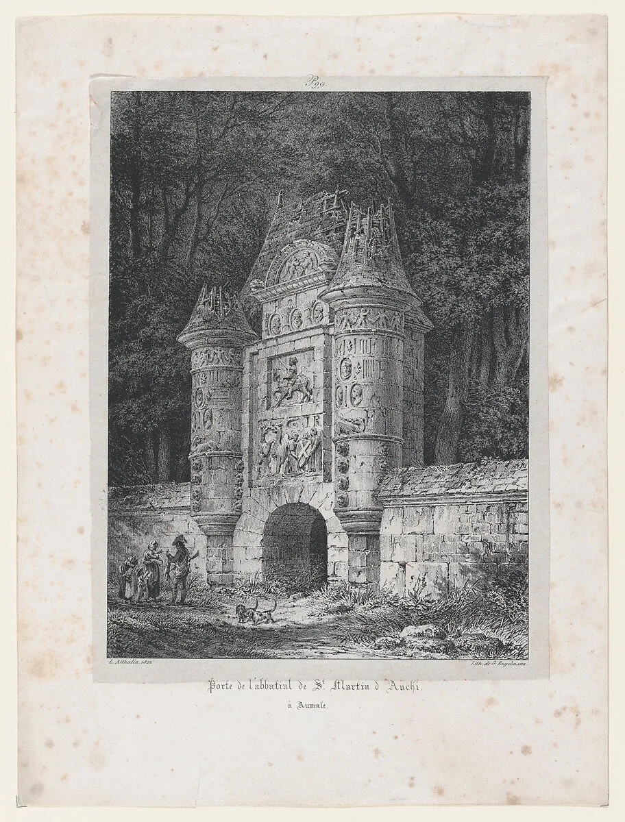 Gateway to the Abbey of St Martin of Auchi in Aumale (France) — Louis Marie Jean Baptiste Athalin|Godefroy Engelmann