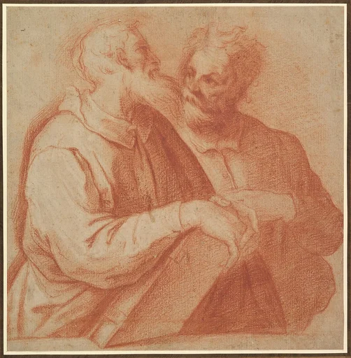 Two Male Figures in Half-Length Conversing