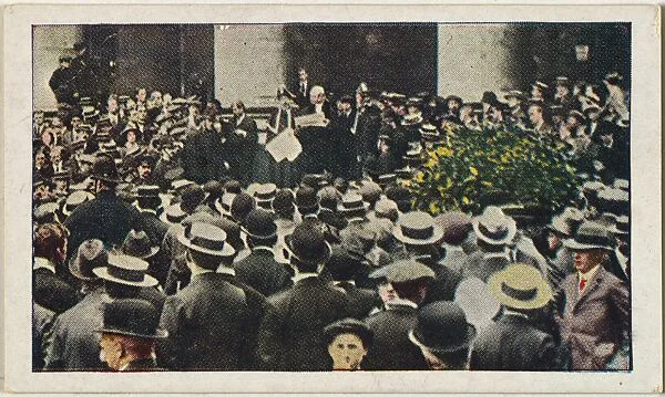 Card No. 44, War Scene in Front of Royal Exchange, London, when the King's Mobilization Proclamation was Read, from the World War I Scenes series (T121) issued by Sweet Caporal Cigarettes — American Tobacco Company|Underwood & Underwood
