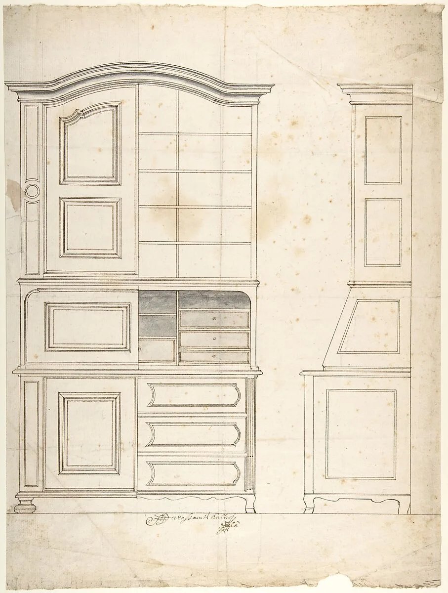 Design for a cabinet — Anonymous, 18th century