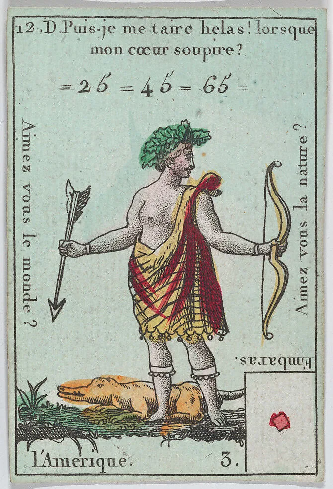 L'Amerique from playing cards "Jeu d'Or" — Anonymous, French, 18th century