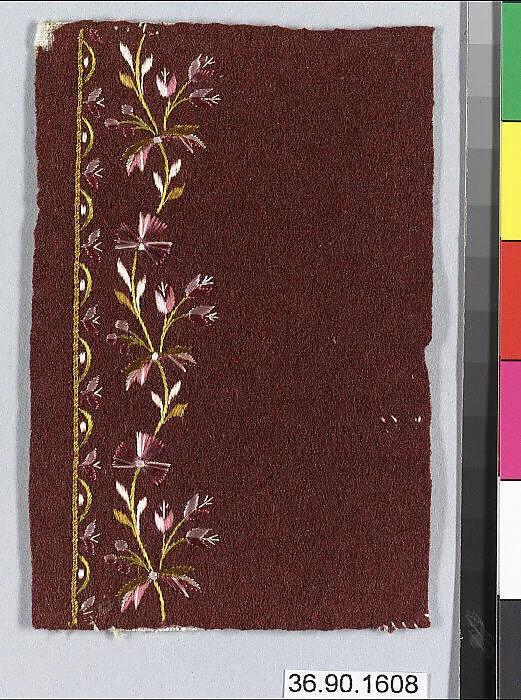 Embroidery sample for a man’s suit — Unknown