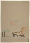 Elevation of Modern Lounge Chair, Table and Mirror — Guglielmo Ulrich