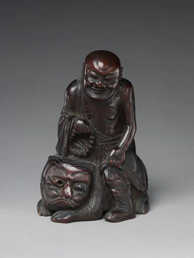 清    竹雕伏虎羅漢|Arhat with a tiger