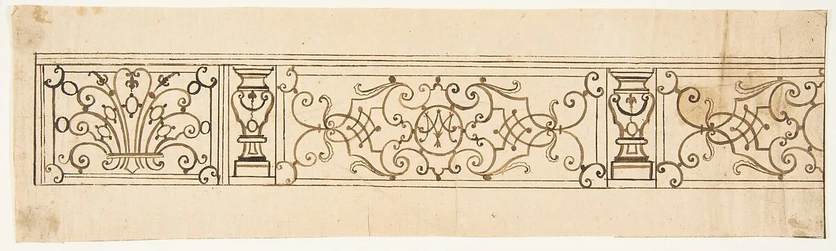 Design for an Iron Railing — Anonymous, French, 19th century