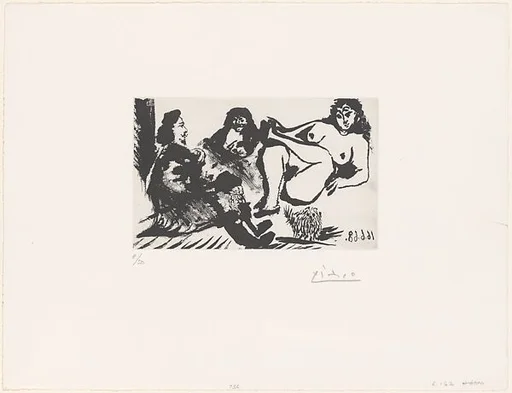 Cavalier Visiting a Girl with Célestine and a Little Dog, from 347 Suite