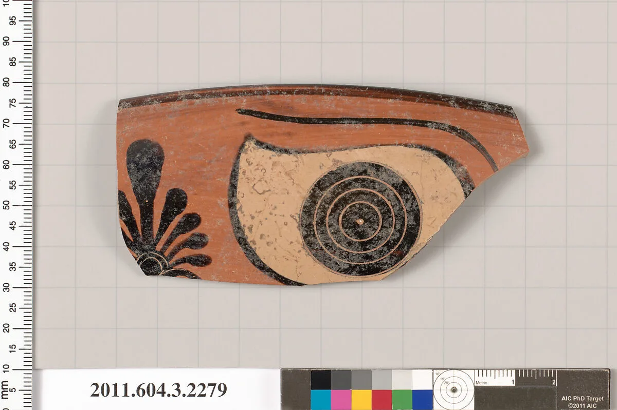 Terracotta rim fragment of a kylix: eye-cup (drinking cup) — Unknown