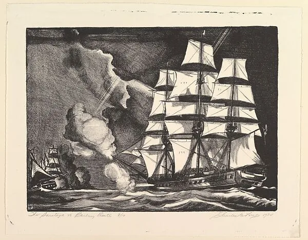 The Saratoga vs. The Barbary Pirates — Charles Ernest Pont|PWAP