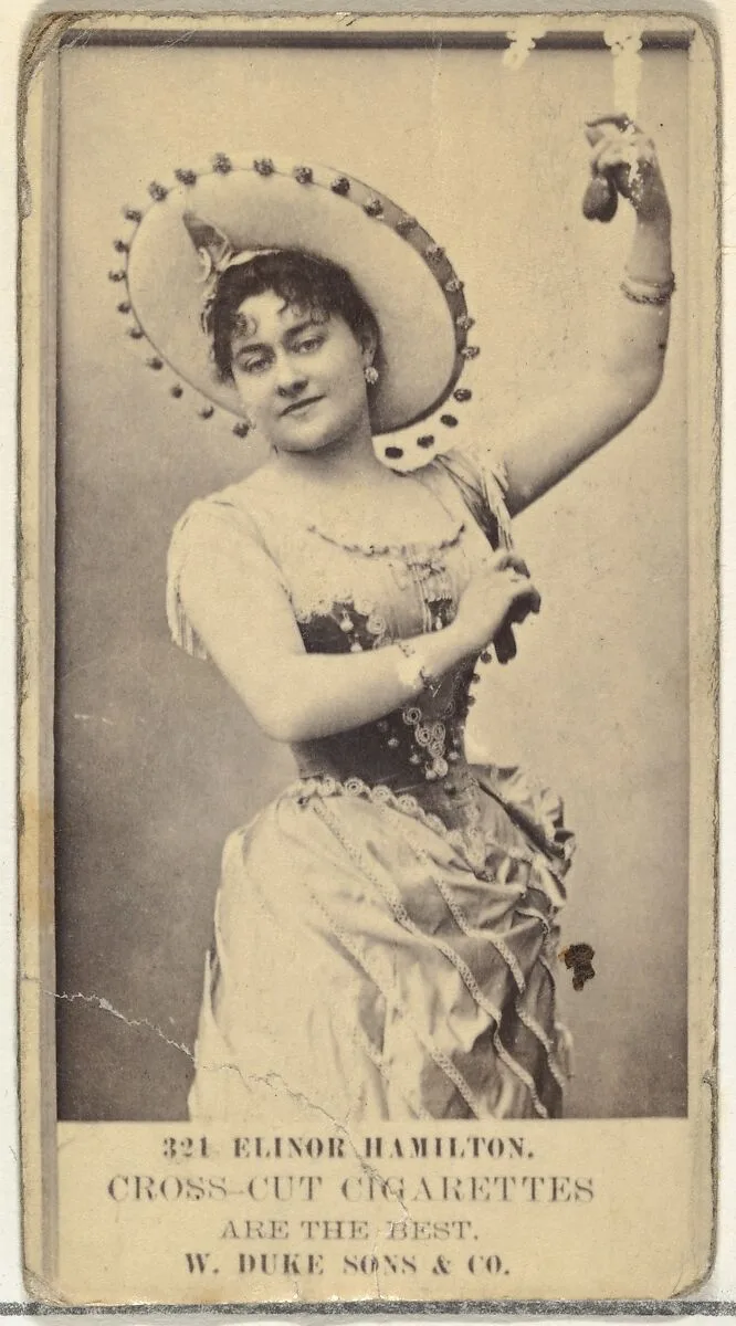 Card Number 321, Elinor Hamilton, from the Actors and Actresses series (N145-3) issued by Duke Sons & Co. to promote Cross Cut Cigarettes — W. Duke, Sons & Co.