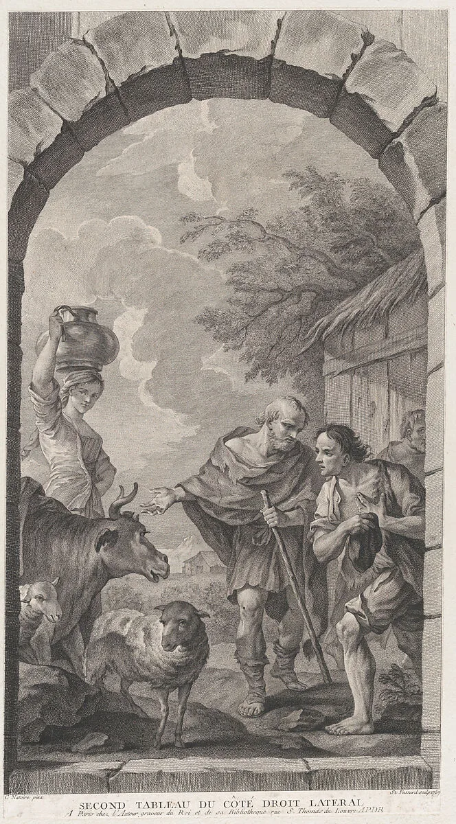 The Chapel of the Enfants-Trouvés in Paris: Groupe des bergers devant une chaumière — Charles Joseph Natoire|Etienne Fessard