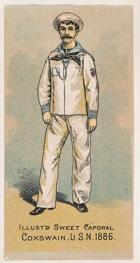 Coxswain, United States Navy, 1886, from the Military Series (N224) issued by Kinney Tobacco Company to promote Sweet Caporal Cigarettes — Kinney Brothers Tobacco Company
