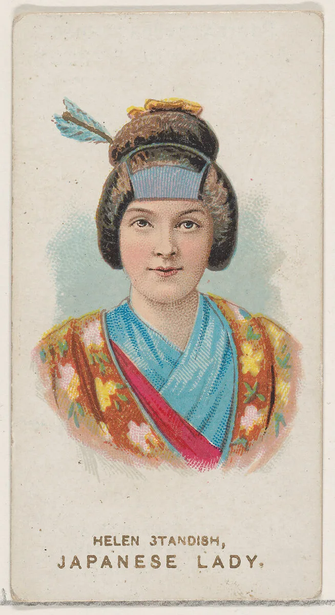 Helen Standish Dressed as Japanese Lady, from the set Actors and Actresses, Second Series (N71) for Duke brand cigarettes — W. Duke, Sons & Co.|Knapp & Company