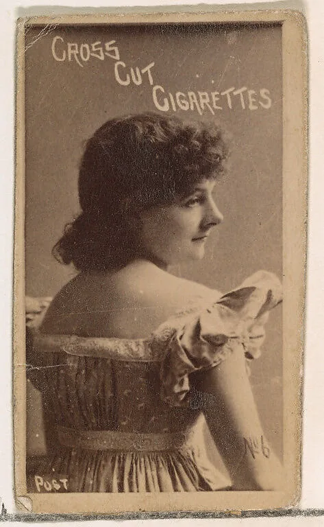 Card Number 6, Lilly Post, from the Actors and Actresses series (N145-1) issued by Duke Sons & Co. to promote Cross Cut Cigarettes — W. Duke, Sons & Co.