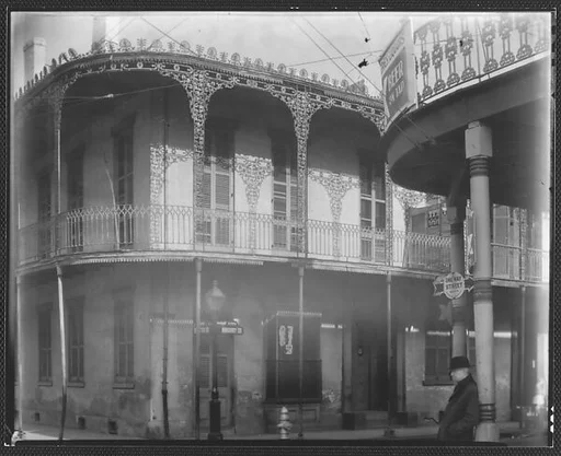 [Corner House with Cast-Iron Balcony, New Orleans, Louisiana]