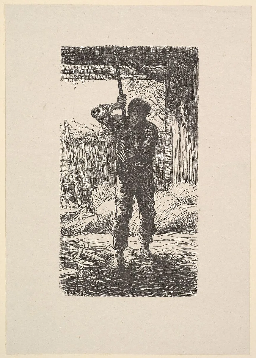 Man Threshing Wheat — Jean-François Millet|Jacques-Adrien Lavieille