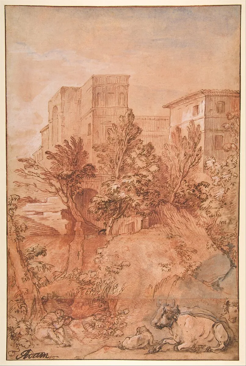 Landscape with a Large Villa on a Hilltop — Charles Joseph Natoire