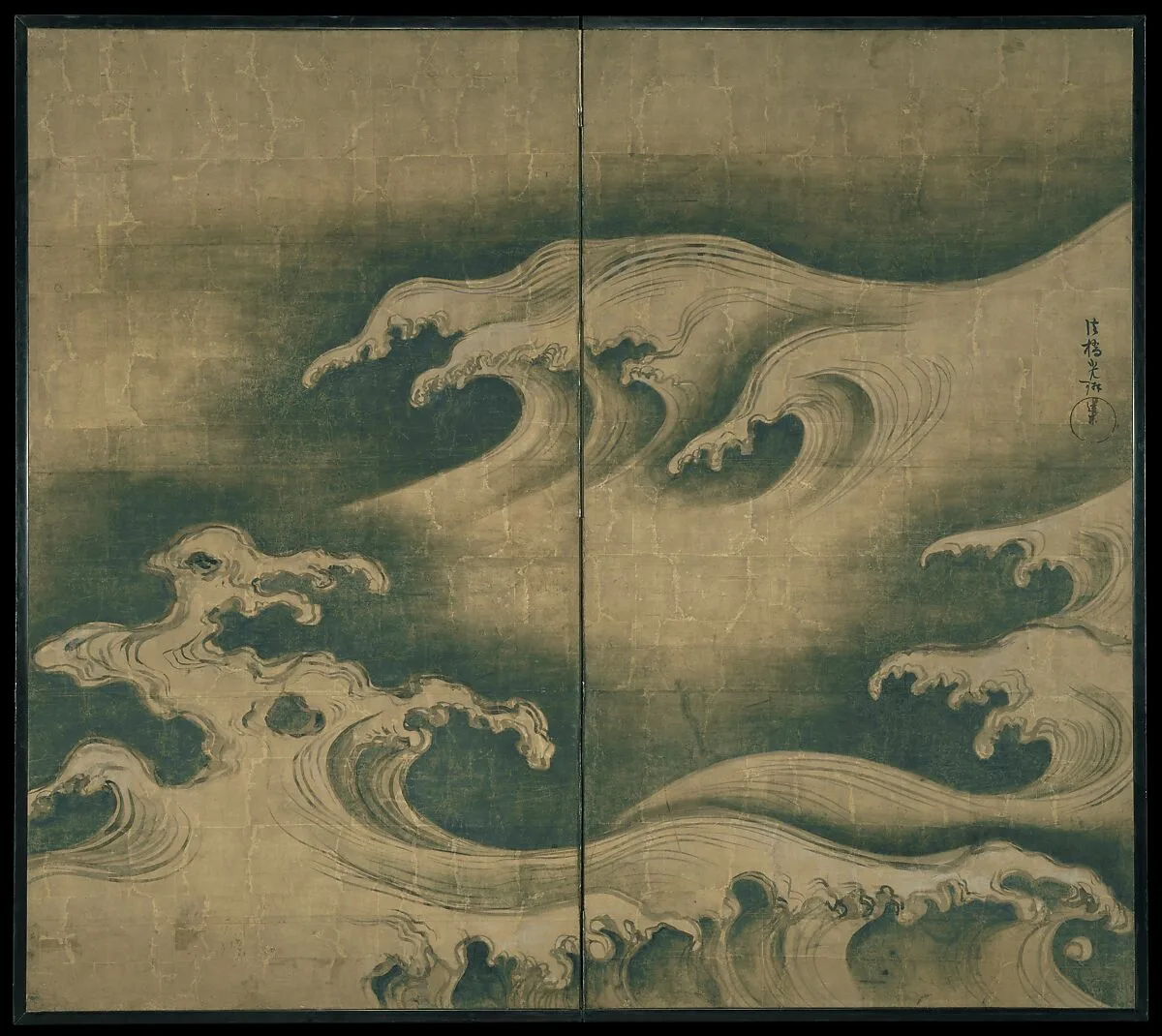 波濤図屏風|Rough Waves — Ogata Kōrin