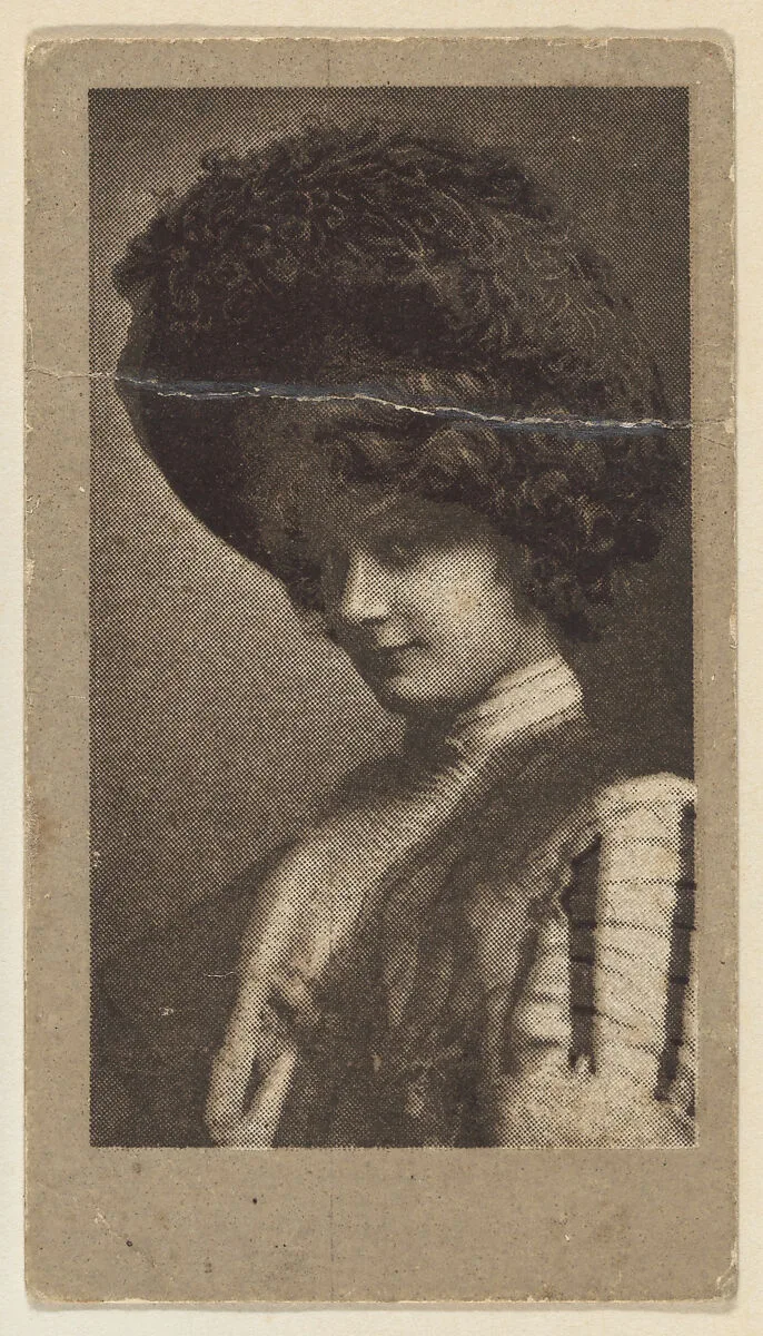 Portrait of a woman wearing a hat, from the "Girls" series (T66), issued with Hunter Dog Cigarros by S. Monday & Sons — S. Monday & Sons, Brooklyn, New York