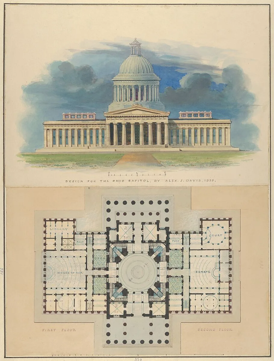Design for the Capitol of Ohio, Columbus — Alexander Jackson Davis