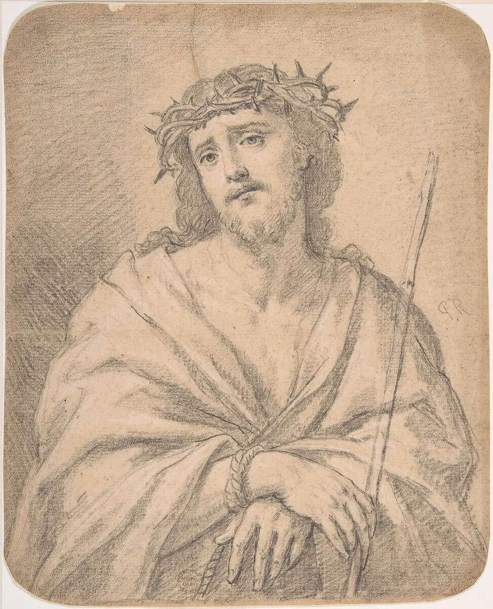 Man of Sorrows, after Guido Reni (recto); Studies of arm and hands (verso) — Anonymous, Italian, Roman-Bolognese, 17th century|Guido Reni
