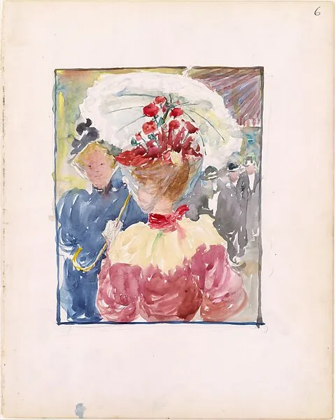 Large Boston Public Garden Sketchbook: Two women conversing on the street — Maurice Brazil Prendergast