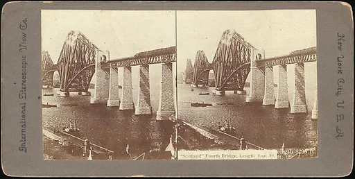 [Group of 7 Stereograph Views of the Forth Bridge, Queensferry, Scotland]