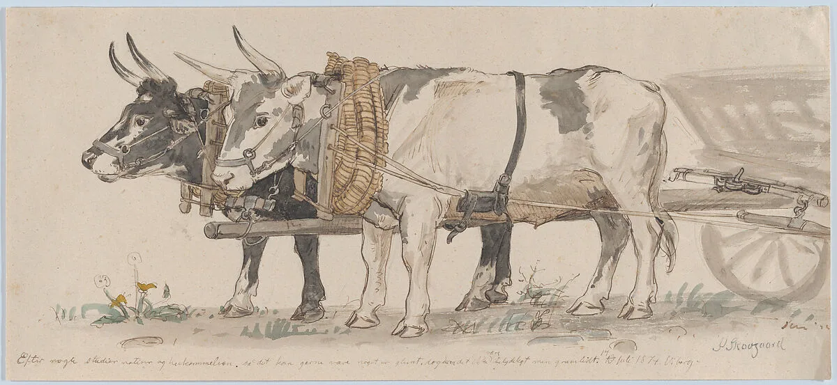 Two Oxen Pulling a Cart — Peter Christian Thamsen Skovgaard